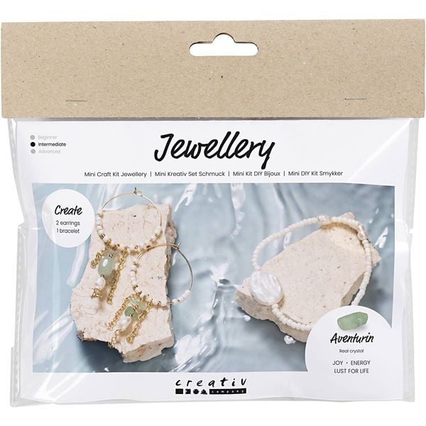 Produktbild: Creativ Company DIY Sets Beads Mini Kreativ Set Schmuck, Armband und Ohrringe , aus Aventurin-Quarz-Mischung, Kreativ Box