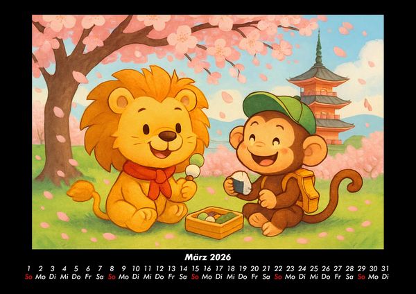 Produktbild: Buschi & Milo - Reise durch Japan 2026 Fotokalender DIN A3
