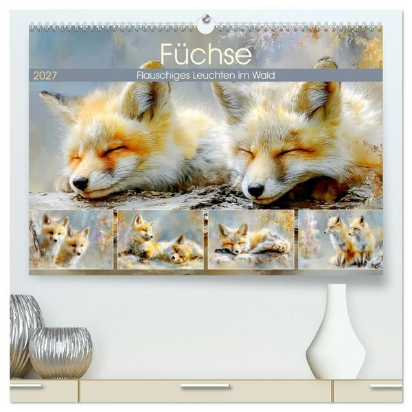 Produktbild: F&uuml;chse. Flauschiges Leuchten im Wald (hochwertiger Premium Wandkalender 2027 DIN A2 quer), Kunstdruck in Hochglanz