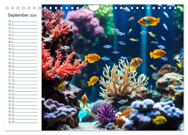 Produktbild: Aquarienzauber - Bunte KI Unterwasserwelten (Wandkalender 2026 DIN A4 quer), CALVENDO Monatskalender
