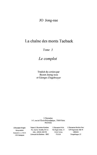 Produktbild: Chaine des monts taebaek t.5