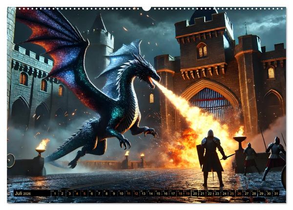Produktbild: Pr&auml;chtige Drachen, gut oder b&ouml;se? (hochwertiger Premium Wandkalender 2026 DIN A2 quer), Kunstdruck in Hochglanz