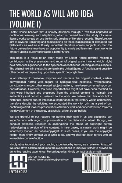 Produktbild: The World As Will And Idea (Volume I)