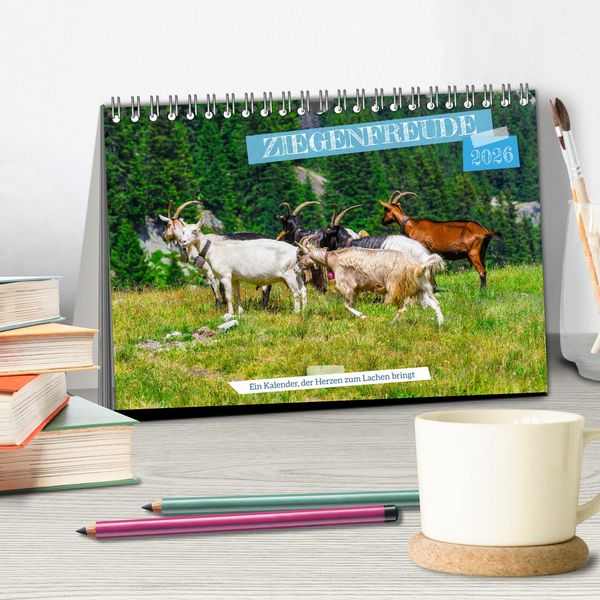 Produktbild: Ziegenfreude (Tischkalender 2026 DIN A5 quer), CALVENDO Monatskalender