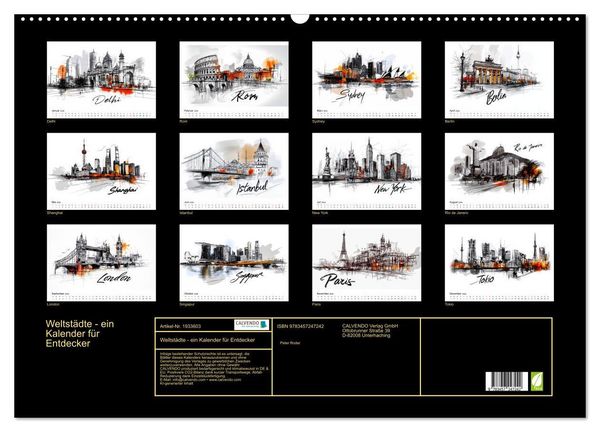 Produktbild: Weltst&auml;dte - ein Kalender f&uuml;r Entdecker (Wandkalender 2026 DIN A2 quer), CALVENDO Monatskalender