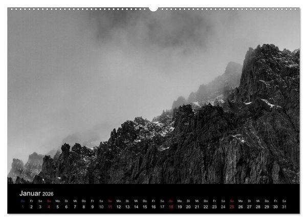 Produktbild: BERGE IN SCHWARZ WEISS (Wandkalender 2026 DIN A2 quer), CALVENDO Monatskalender