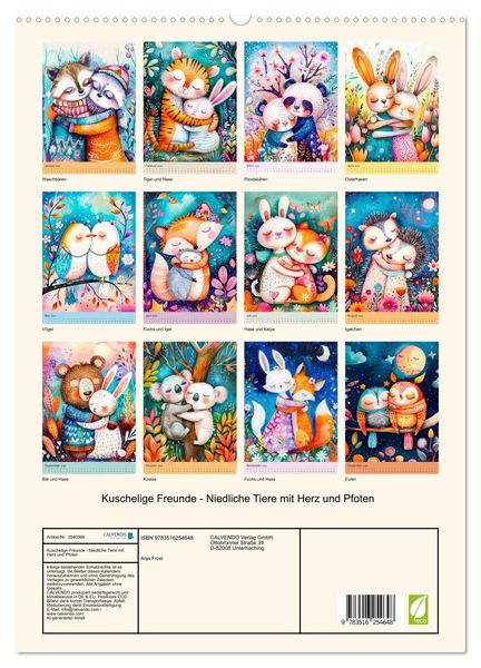 Produktbild: Kuschelige Freunde - Niedliche Tiere mit Herz und Pfoten (hochwertiger Premium Wandkalender 2026 DIN A2 hoch), Kunstdruck in Hochglanz