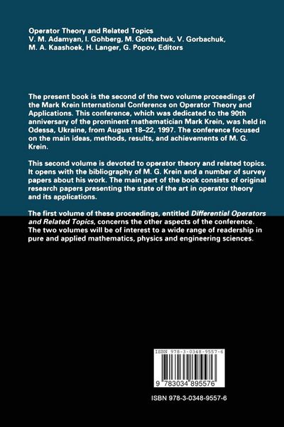 Produktbild: Operator Theory and Related Topics