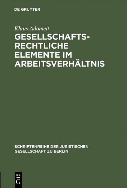 Produktbild: Gesellschaftsrechtliche Elemente im Arbeitsverh&auml;ltnis