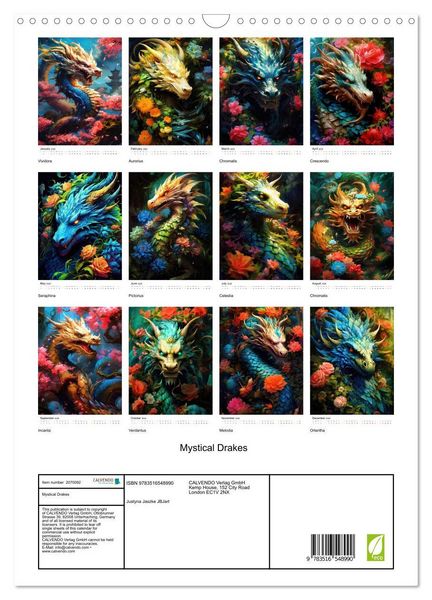 Produktbild: Mystical Drakes (Wall Calendar 2026 DIN A3 portrait), CALVENDO 12 Month Wall Calendar