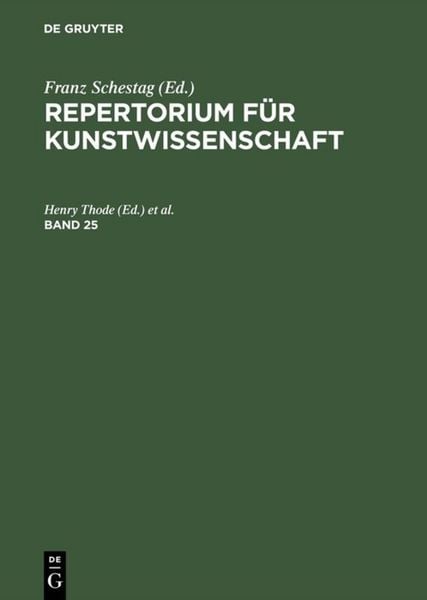 Produktbild: Repertorium f&uuml;r Kunstwissenschaft. Band 25