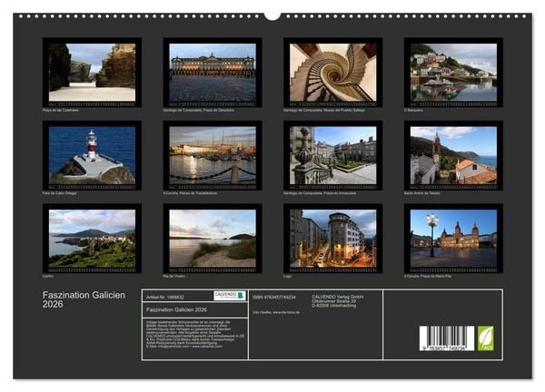 Produktbild: Faszination Galicien 2026 (hochwertiger Premium Wandkalender 2026 DIN A2 quer), Kunstdruck in Hochglanz
