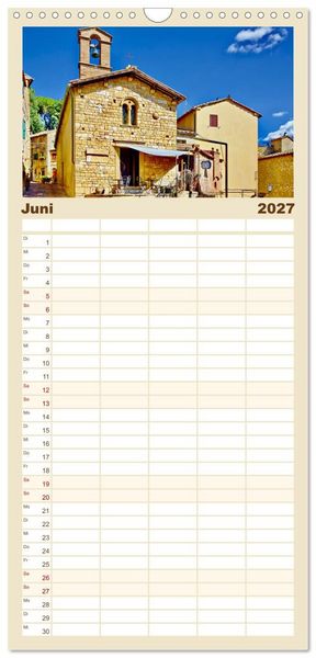 Produktbild: Familienplaner 2027 - Toskana - Etruskische K&uuml;ste mit 5 Spalten (Wandkalender, 21 x 45 cm) CALVENDO
