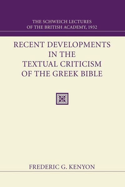 Produktbild: Recent Developments in the Textual Criticism of the Greek Bible