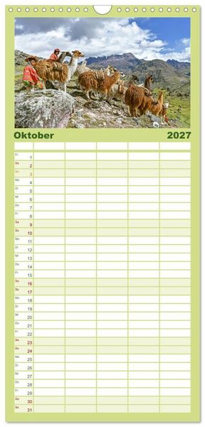 Produktbild: Familienplaner 2027 - Peru: Natur mit Geschichte mit 5 Spalten (Wandkalender, 21 x 45 cm) CALVENDO