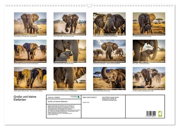 Produktbild: Gro&szlig;e und kleine Elefanten (Wandkalender 2027 DIN A2 quer), CALVENDO Monatskalender