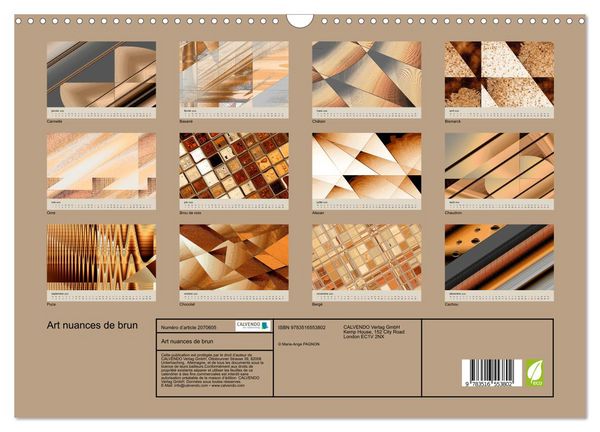 Produktbild: Art nuances de brun (Calendrier mural 2026 DIN A3 vertical), CALVENDO calendrier mensuel