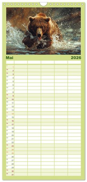 Produktbild: Familienplaner 2026 - Wildes B&auml;renland mit 5 Spalten (Wandkalender, 21 x 45 cm) CALVENDO