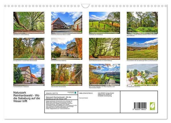 Produktbild: Naturpark Reinhardswald - Wo die Sababurg auf die Weser trifft (Wandkalender 2027 DIN A3 quer), CALVENDO Monatskalender