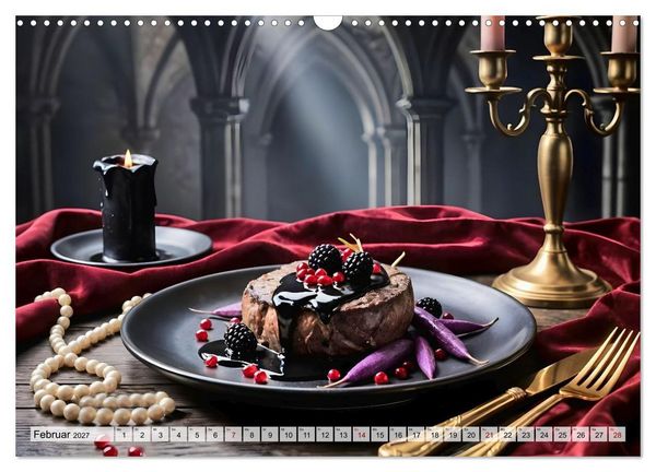 Produktbild: Schattenbankett - Gothic Fine Dining &ndash; 12 Men&uuml;s in dunkler Eleganz (Wandkalender 2027 DIN A3 quer), CALVENDO Monatskalender