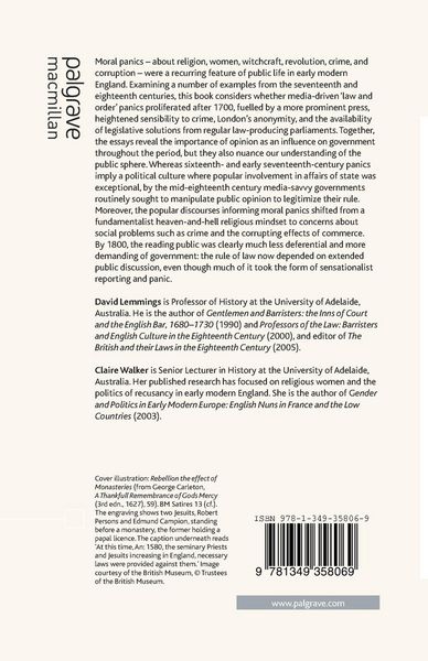 Produktbild: Moral Panics, the Media and the Law in Early Modern England