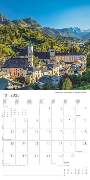 Alpha Edition - Deutschland 2026 Broschürenkalender, 30x30cm, Wandkalender mit Platz für Notizen und Termine, 12 Motive aus Deutschland, Monatsübersic