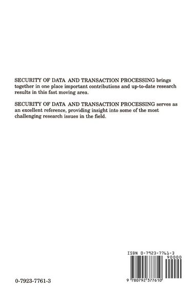Produktbild: Security of Data and Transaction Processing
