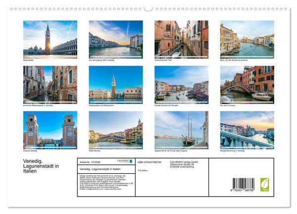 Produktbild: Venedig. Lagunenstadt in Italien (hochwertiger Premium Wandkalender 2026 DIN A2 quer), Kunstdruck in Hochglanz
