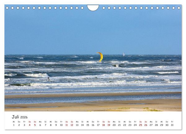 Produktbild: Nordsee, Meer, Strand und Wind (Wandkalender 2026 DIN A4 quer), CALVENDO Monatskalender