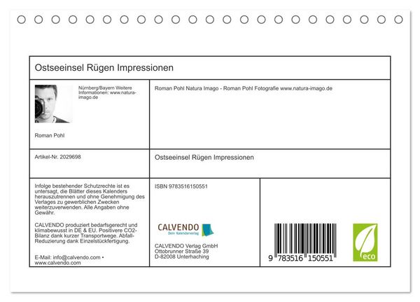 Produktbild: Ostseeinsel R&uuml;gen Impressionen (Tischkalender 2026 DIN A5 quer), CALVENDO Monatskalender