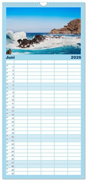 Produktbild: Familienplaner 2026 - Berg, Land und Meer - Eine Reise durch die Landschaften mit 5 Spalten (Wandkalender, 21 x 45 cm) CALVENDO