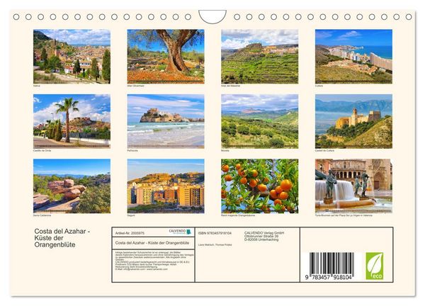 Produktbild: Costa del Azahar - K&uuml;ste der Orangenbl&uuml;te (Wandkalender 2026 DIN A4 quer), CALVENDO Monatskalender