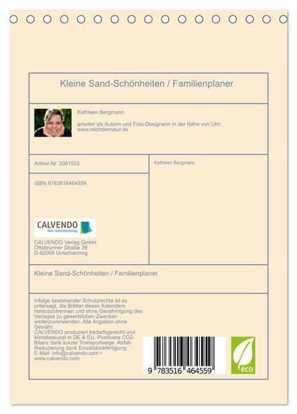 Produktbild: Kleine Sand-Sch&ouml;nheiten / Familienplaner (Tischkalender 2026 DIN A5 hoch), CALVENDO Monatskalender