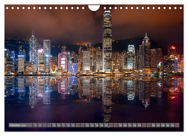 Produktbild: Hong Kong Citylights (Wandkalender 2026 DIN A4 quer), CALVENDO Monatskalender