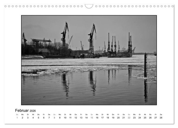 Produktbild: Hamburg in schwarz-wei&szlig; (Wandkalender 2026 DIN A3 quer), CALVENDO Monatskalender