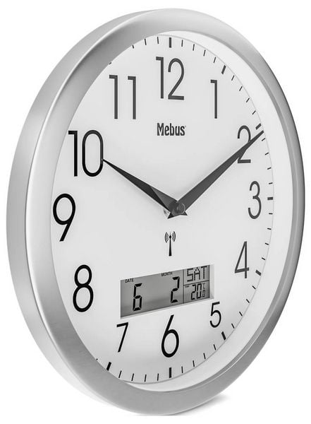 Produktbild: Mebus 19422 Funk Wanduhr 30cm x 30mm Silber