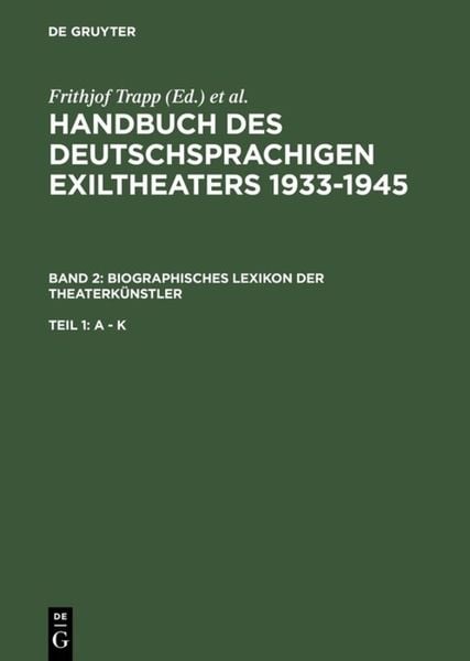 Produktbild: Biographisches Lexikon der Theaterk&uuml;nstler