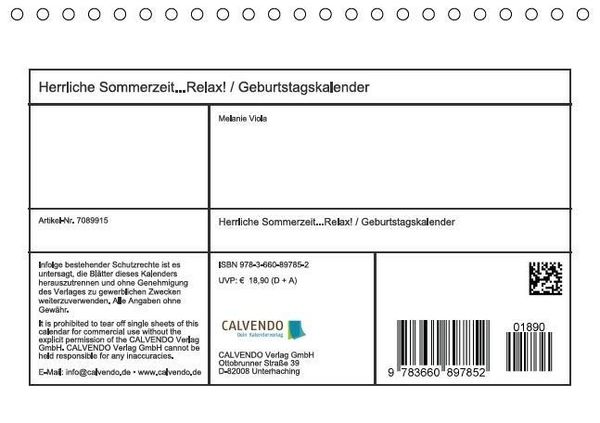Produktbild: Herrliche Sommerzeit... Relax! / Geburtstagskalender (Tischkalender immerw&auml;hrend DIN A5 quer)