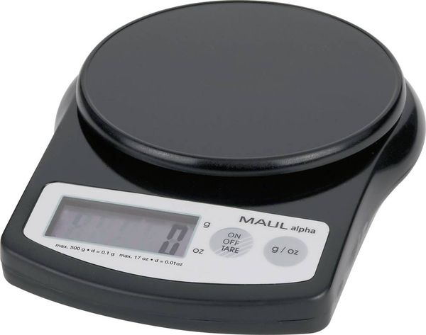 Maul MAULalpha 500G Briefwaage Wägebereich (max.) 0.5 kg Ablesbarkeit 0.1 g batteriebetrieben Schwarz