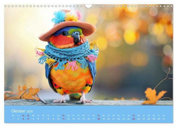Produktbild: Niedliche V&ouml;gel! Trendige Schnabelstars erobern die Modewelt (Wandkalender 2026 DIN A3 quer), CALVENDO Monatskalender