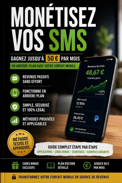 Produktbild: Mon&eacute;tisez Vos SMS : Gagnez jusqu'&agrave; 50 &euro; par mois en arri&egrave;re-plan avec votre forfait mobile.