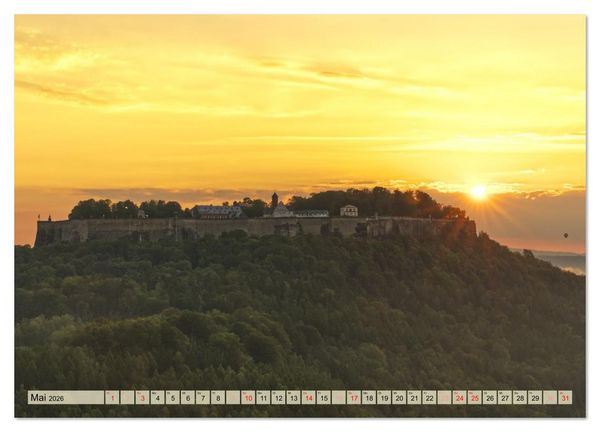 Produktbild: Die Festung K&ouml;nigstein im Licht der vier Jahreszeiten (Wandkalender 2026 DIN A3 quer), CALVENDO Monatskalender