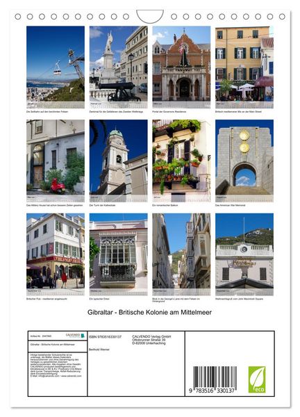 Produktbild: Gibraltar - Britische Kolonie am Mittelmeer (Wandkalender 2026 DIN A4 hoch), CALVENDO Monatskalender