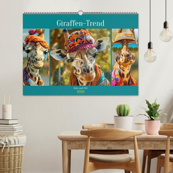 Produktbild: Giraffen-Trend. Hals und Stil (Wandkalender 2026 DIN A2 quer), CALVENDO Monatskalender