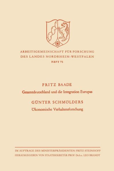 Produktbild: Gesamtdeutschland und die Integration Europas / &Ouml;konomische Verhaltensforschung