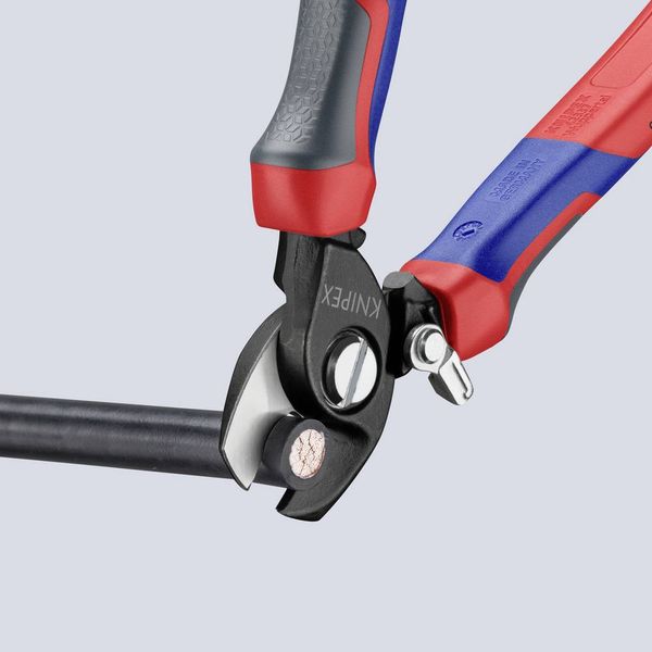 Produktbild: Knipex 95 22 165 Kabelschere Geeignet f&uuml;r (Abisoliertechnik) Alu- und Kupferkabel, ein- und mehrdr&auml;htig 15 mm 50 mm&sup2; 0