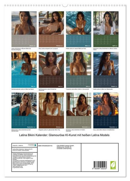 Produktbild: Latina Bikini Kalender: Glamour&ouml;se KI-Kunst mit hei&szlig;en Latina Models (hochwertiger Premium Wandkalender 2027 DIN A2 hoch), Kunstdruck in Hochglanz