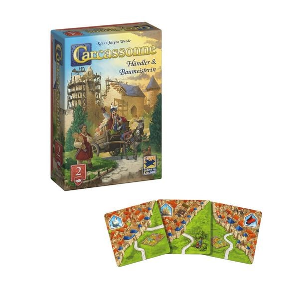 Produktbild: Hans im Gl&uuml;ck HIGD0132 - Carcassonne, H&auml;ndler & Baumeisterin (Auflage 2025), 2. Erweiterung