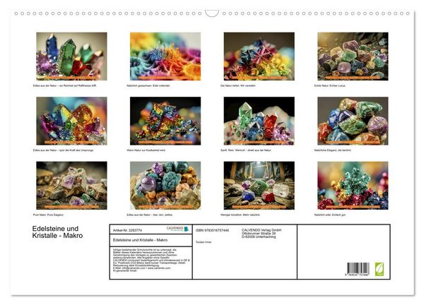 Produktbild: Edelsteine und Kristalle - Makro (Wandkalender 2027 DIN A2 quer), CALVENDO Monatskalender