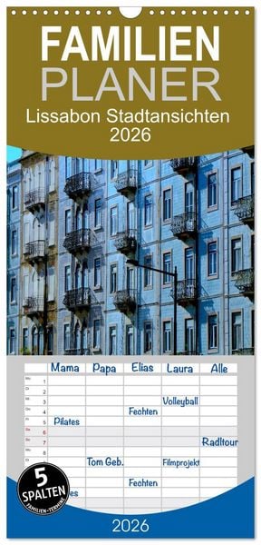 Produktbild: Familienplaner 2026 - Lissabon Stadtansichten 2026 mit 5 Spalten (Wandkalender, 21 x 45 cm) CALVENDO